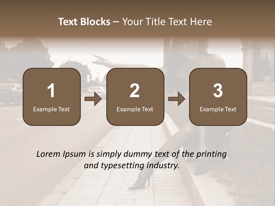 A Woman Is Sitting On A Post On The Side Of The Road PowerPoint Template