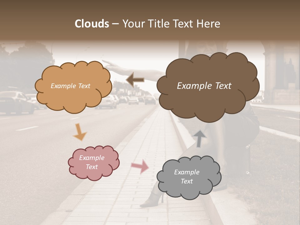 A Woman Is Sitting On A Post On The Side Of The Road PowerPoint Template