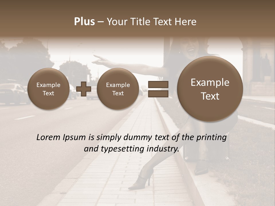 A Woman Is Sitting On A Post On The Side Of The Road PowerPoint Template