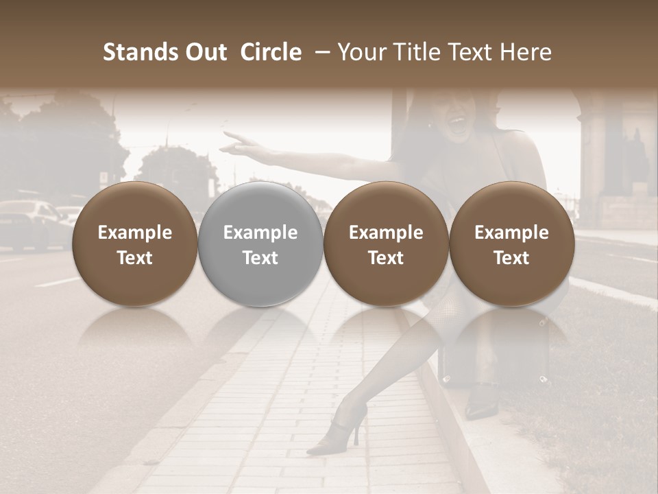A Woman Is Sitting On A Post On The Side Of The Road PowerPoint Template