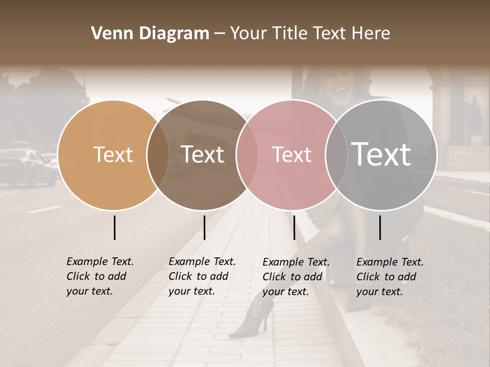 A Woman Is Sitting On A Post On The Side Of The Road PowerPoint Template