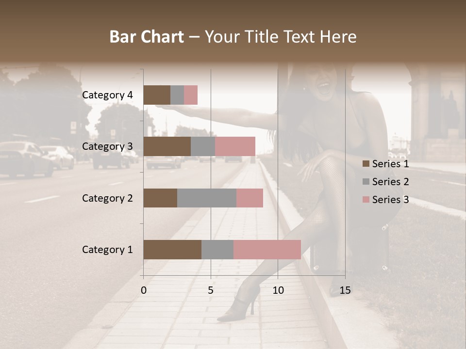 A Woman Is Sitting On A Post On The Side Of The Road PowerPoint Template