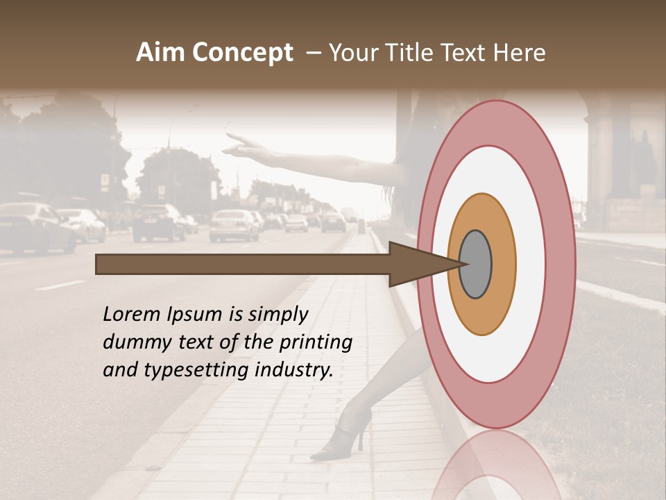 A Woman Is Sitting On A Post On The Side Of The Road PowerPoint Template