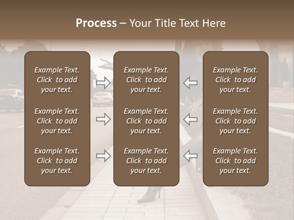 A Woman Is Sitting On A Post On The Side Of The Road PowerPoint Template