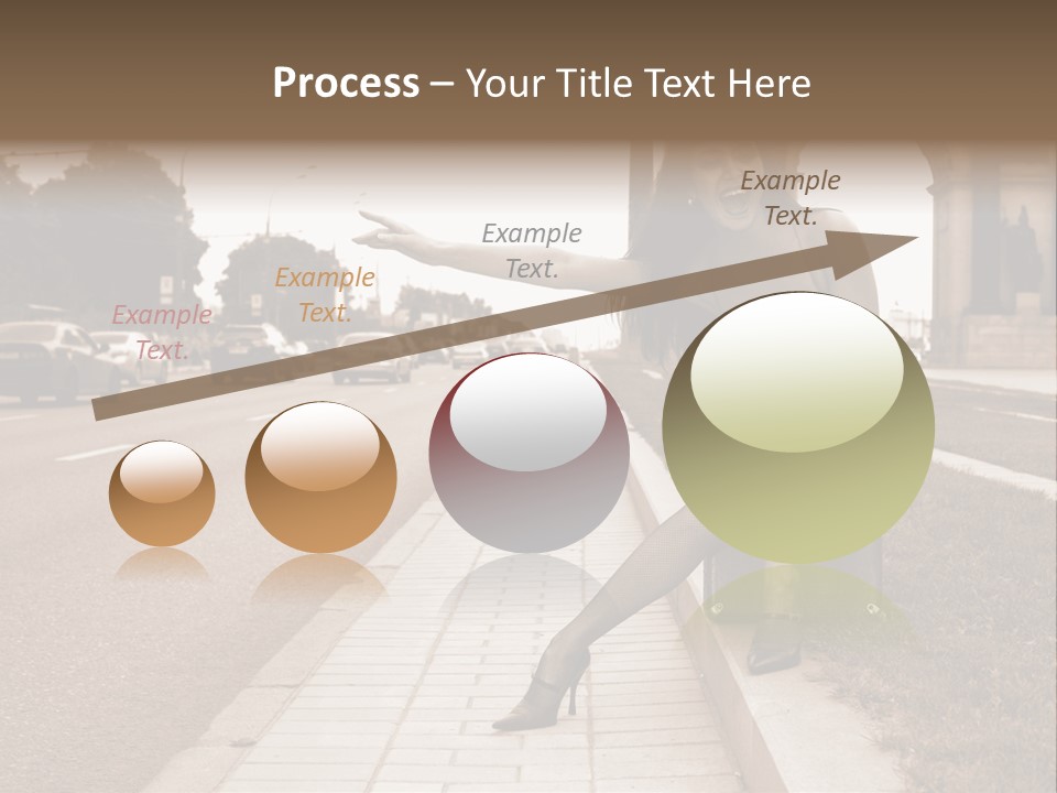 A Woman Is Sitting On A Post On The Side Of The Road PowerPoint Template