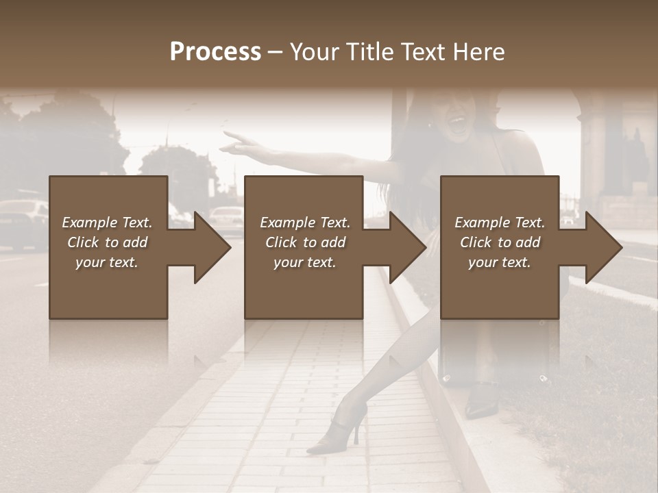 A Woman Is Sitting On A Post On The Side Of The Road PowerPoint Template