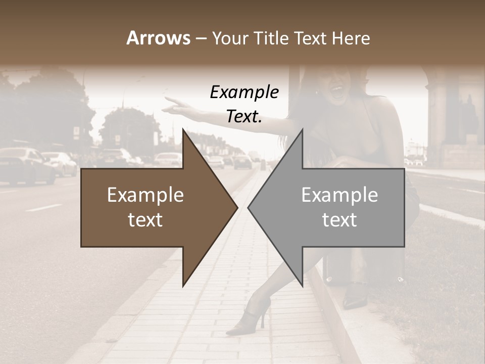 A Woman Is Sitting On A Post On The Side Of The Road PowerPoint Template