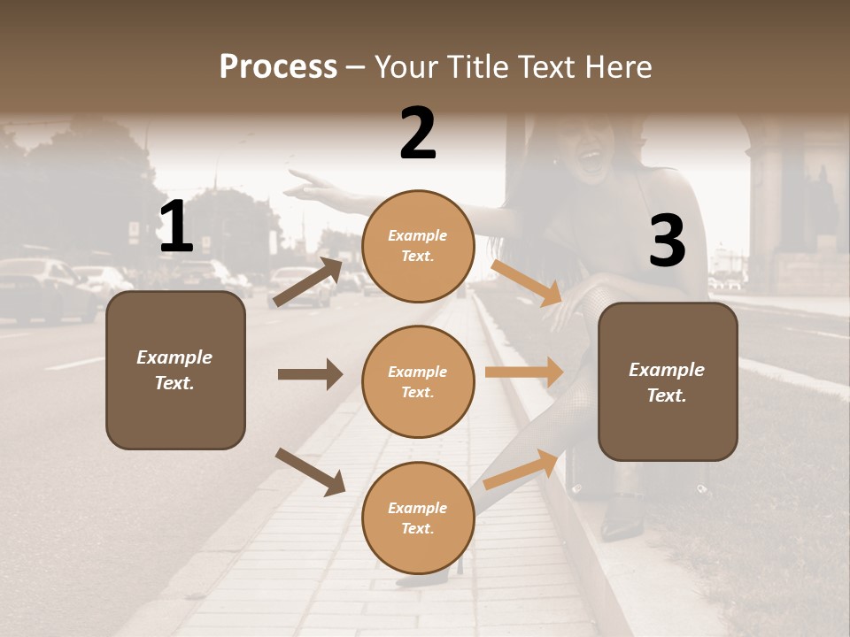 A Woman Is Sitting On A Post On The Side Of The Road PowerPoint Template