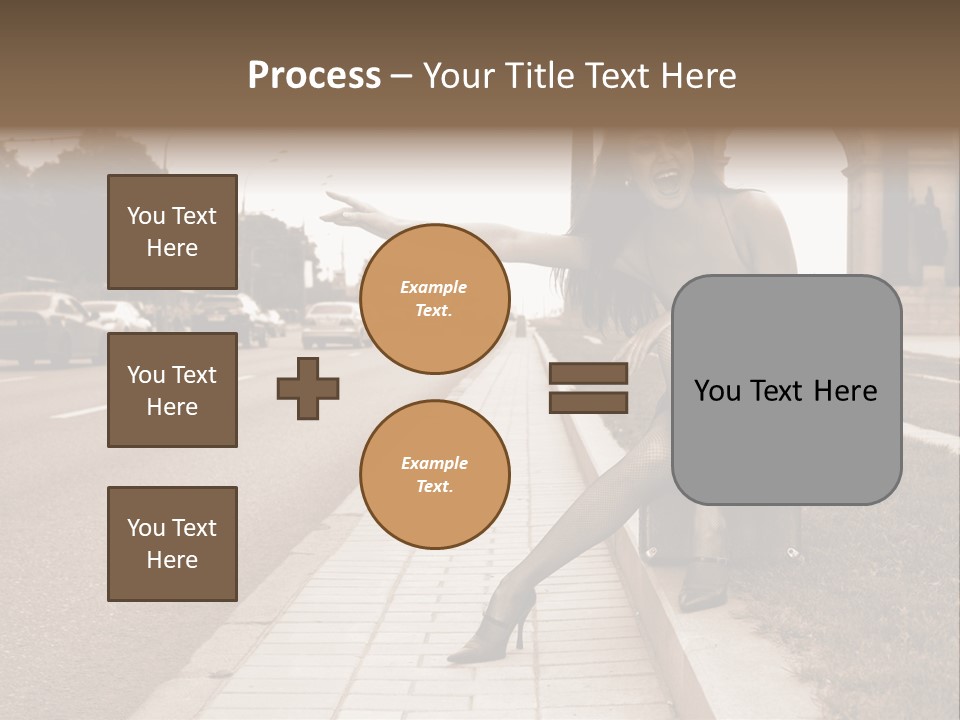 A Woman Is Sitting On A Post On The Side Of The Road PowerPoint Template