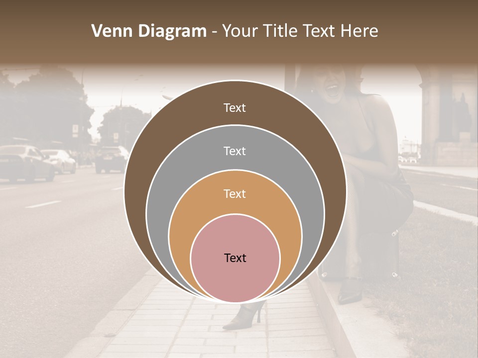 A Woman Is Sitting On A Post On The Side Of The Road PowerPoint Template