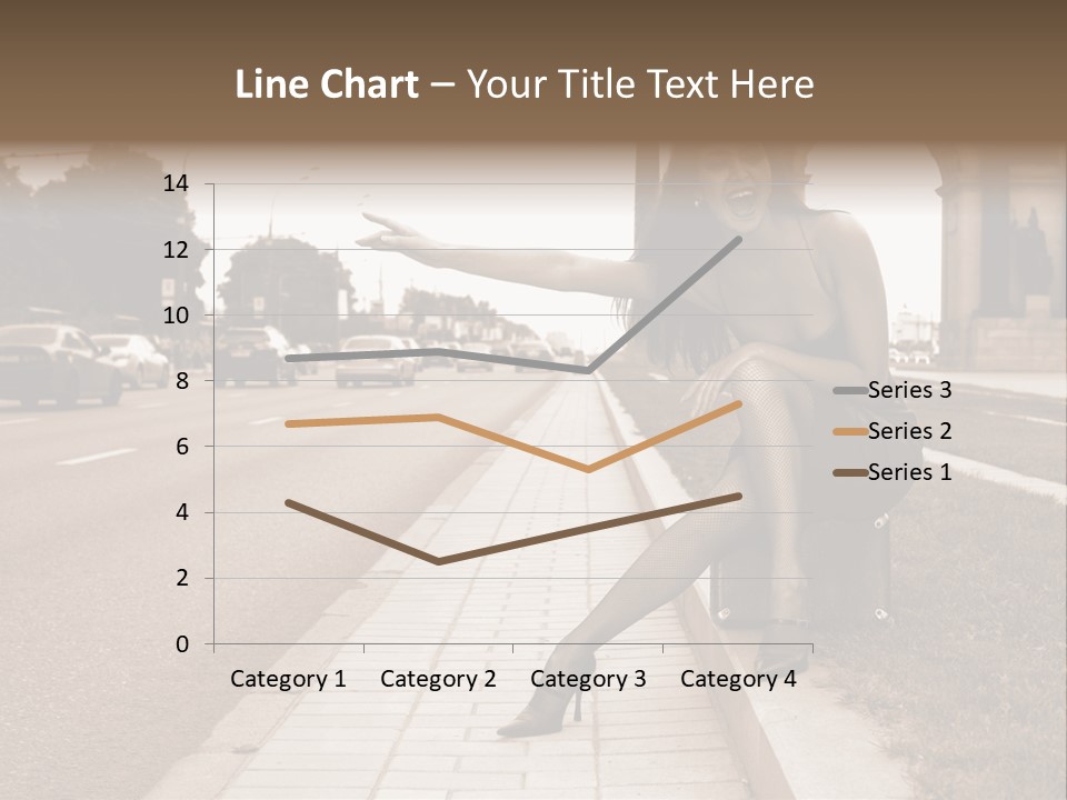 A Woman Is Sitting On A Post On The Side Of The Road PowerPoint Template