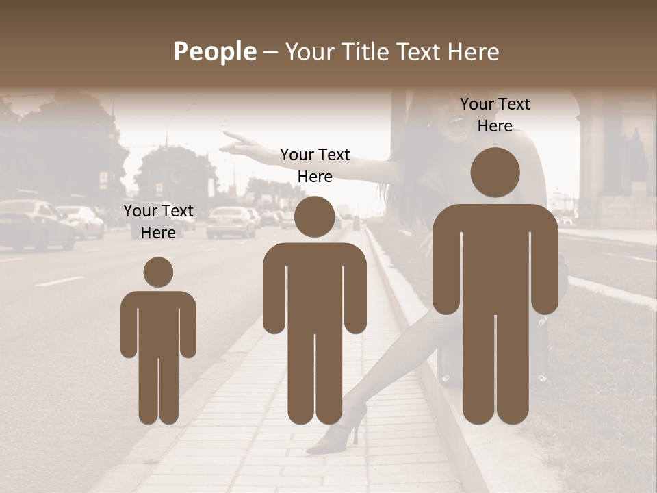 A Woman Is Sitting On A Post On The Side Of The Road PowerPoint Template