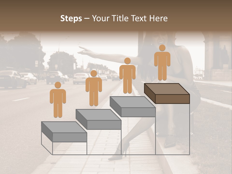 A Woman Is Sitting On A Post On The Side Of The Road PowerPoint Template