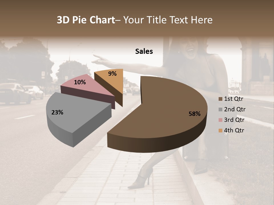 A Woman Is Sitting On A Post On The Side Of The Road PowerPoint Template