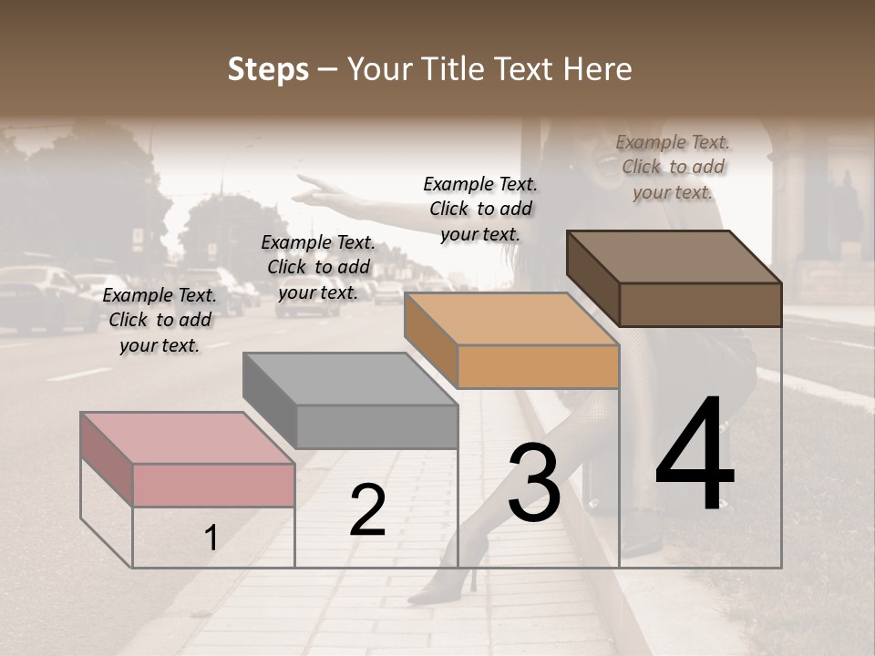 A Woman Is Sitting On A Post On The Side Of The Road PowerPoint Template