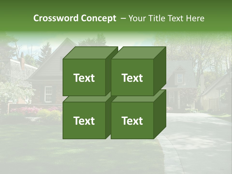 Red Brick House With Black Shutters And Pretty Manicured Lawn / Garden PowerPoint Template