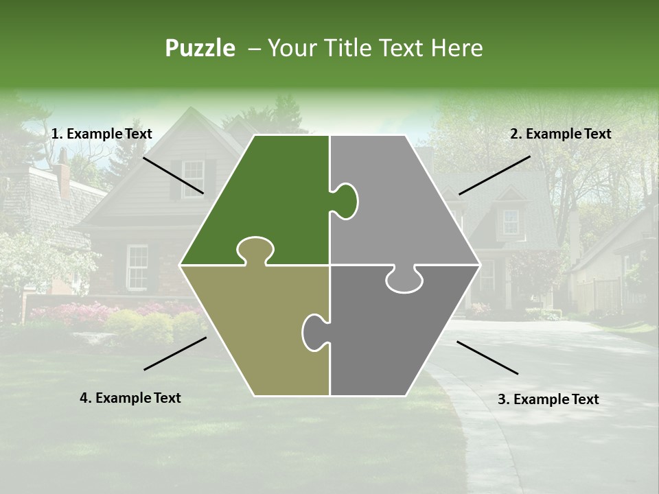 Red Brick House With Black Shutters And Pretty Manicured Lawn / Garden PowerPoint Template