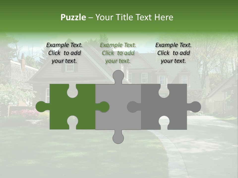 Red Brick House With Black Shutters And Pretty Manicured Lawn / Garden PowerPoint Template