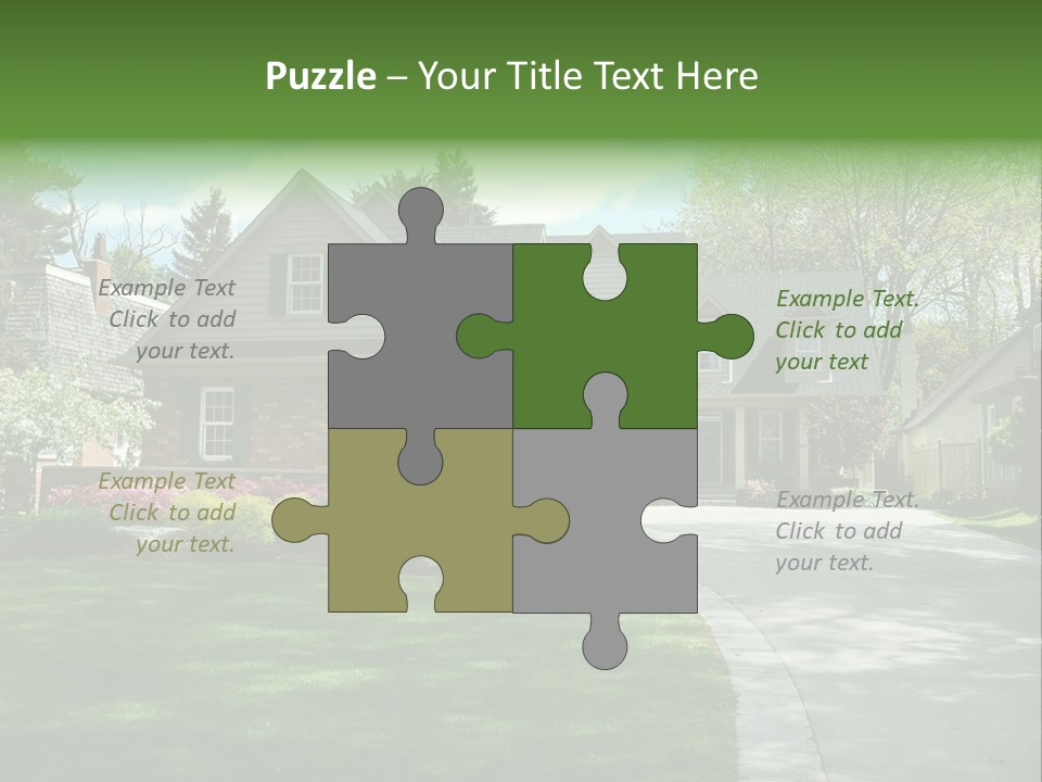 Red Brick House With Black Shutters And Pretty Manicured Lawn / Garden PowerPoint Template