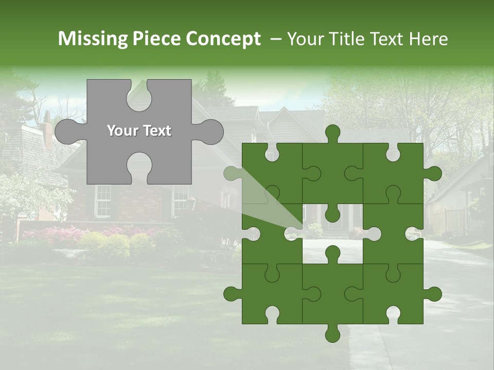 Red Brick House With Black Shutters And Pretty Manicured Lawn / Garden PowerPoint Template