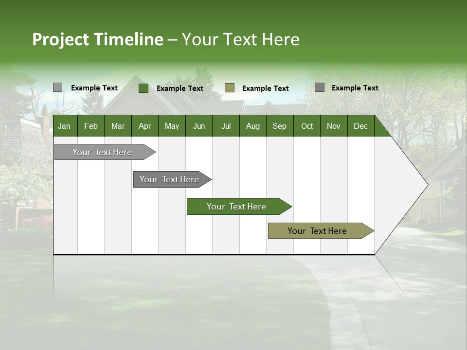 Red Brick House With Black Shutters And Pretty Manicured Lawn / Garden PowerPoint Template