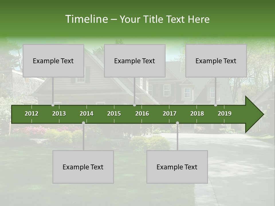 Red Brick House With Black Shutters And Pretty Manicured Lawn / Garden PowerPoint Template