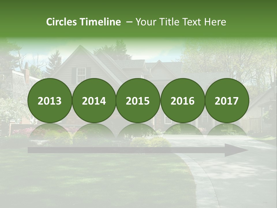 Red Brick House With Black Shutters And Pretty Manicured Lawn / Garden PowerPoint Template