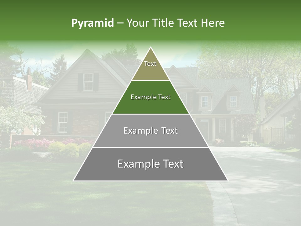 Red Brick House With Black Shutters And Pretty Manicured Lawn / Garden PowerPoint Template