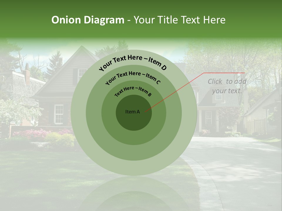 Red Brick House With Black Shutters And Pretty Manicured Lawn / Garden PowerPoint Template