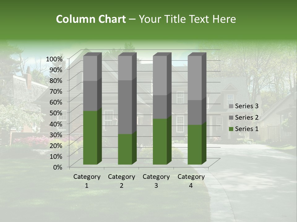 Red Brick House With Black Shutters And Pretty Manicured Lawn / Garden PowerPoint Template