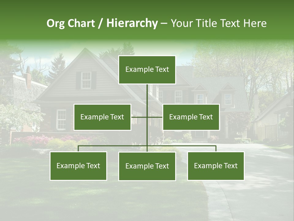 Red Brick House With Black Shutters And Pretty Manicured Lawn / Garden PowerPoint Template