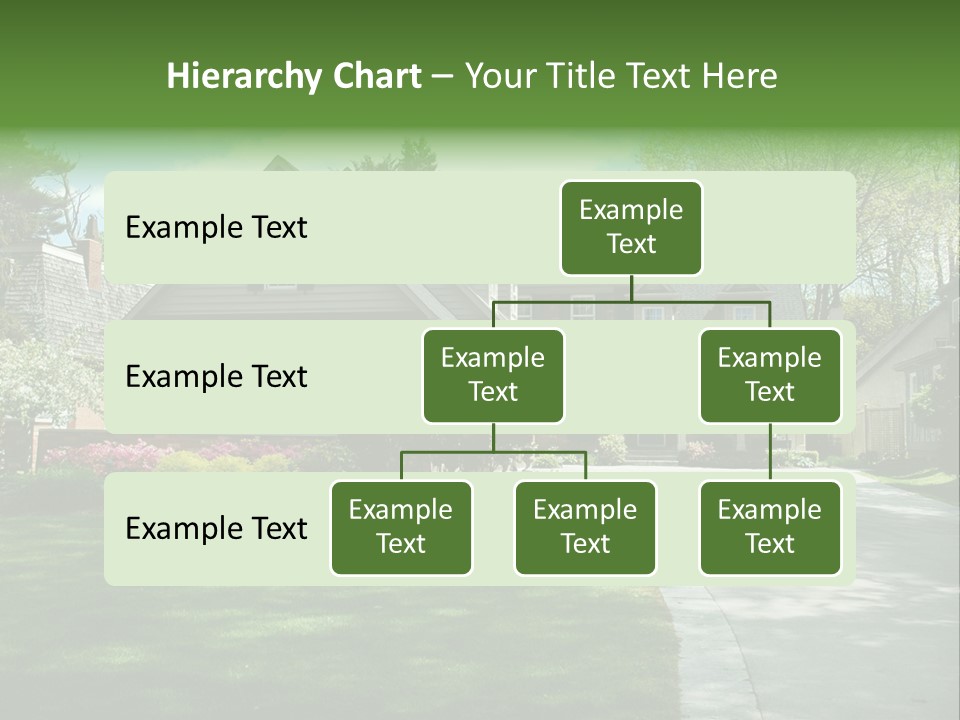 Red Brick House With Black Shutters And Pretty Manicured Lawn / Garden PowerPoint Template