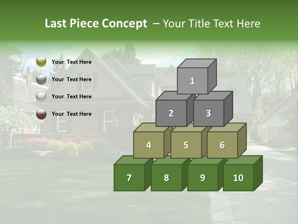 Red Brick House With Black Shutters And Pretty Manicured Lawn / Garden PowerPoint Template