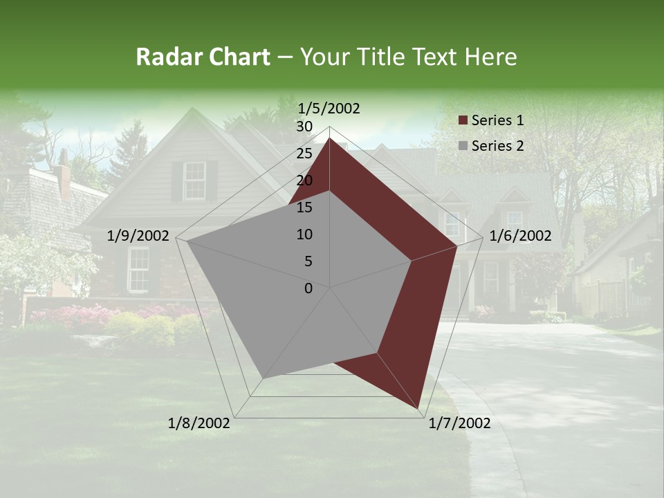 Red Brick House With Black Shutters And Pretty Manicured Lawn / Garden PowerPoint Template