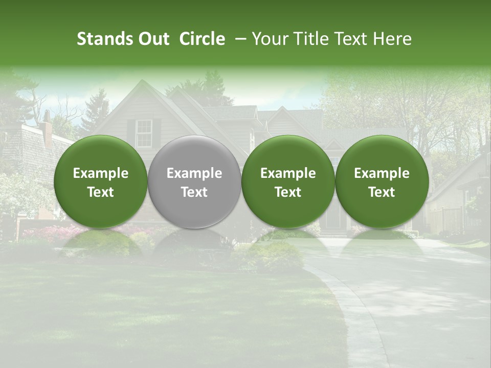 Red Brick House With Black Shutters And Pretty Manicured Lawn / Garden PowerPoint Template