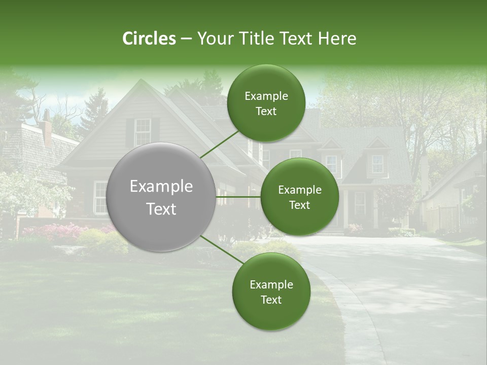 Red Brick House With Black Shutters And Pretty Manicured Lawn / Garden PowerPoint Template