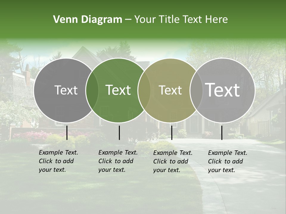 Red Brick House With Black Shutters And Pretty Manicured Lawn / Garden PowerPoint Template