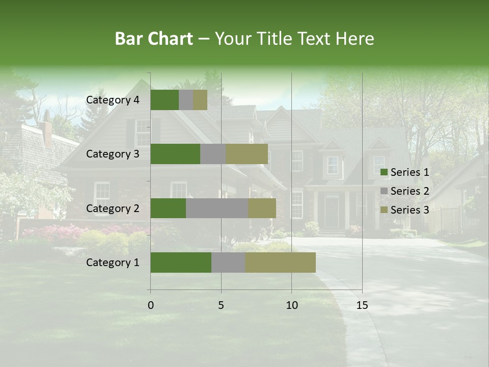 Red Brick House With Black Shutters And Pretty Manicured Lawn / Garden PowerPoint Template