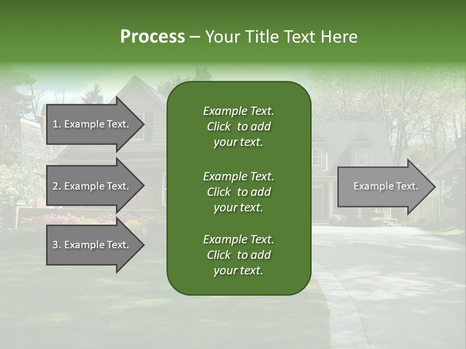 Red Brick House With Black Shutters And Pretty Manicured Lawn / Garden PowerPoint Template
