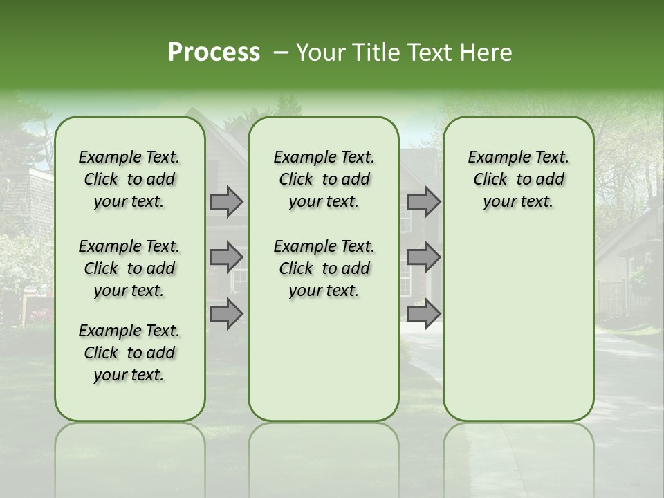 Red Brick House With Black Shutters And Pretty Manicured Lawn / Garden PowerPoint Template