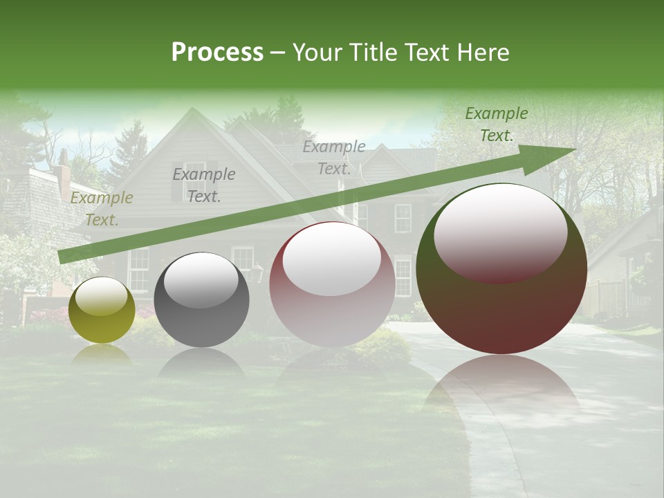 Red Brick House With Black Shutters And Pretty Manicured Lawn / Garden PowerPoint Template