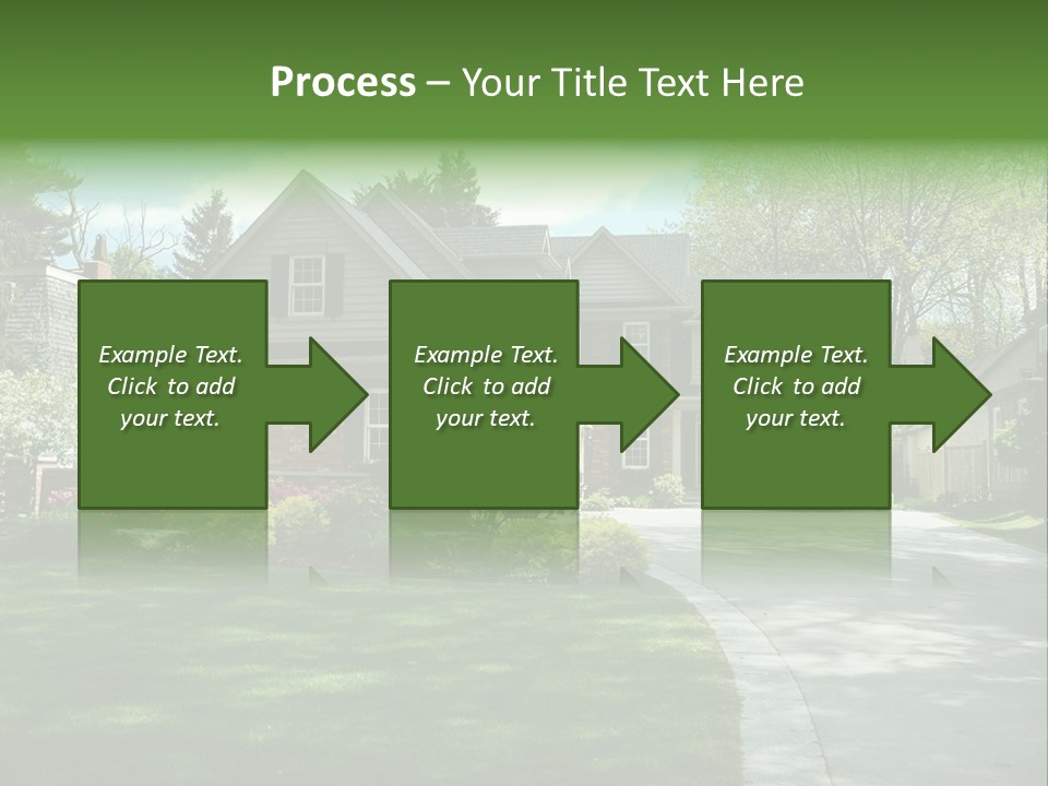 Red Brick House With Black Shutters And Pretty Manicured Lawn / Garden PowerPoint Template