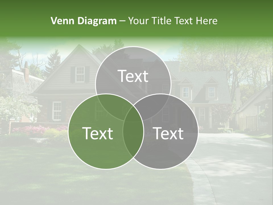 Red Brick House With Black Shutters And Pretty Manicured Lawn / Garden PowerPoint Template