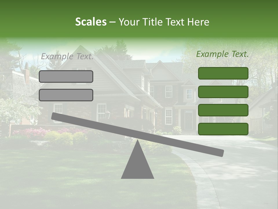 Red Brick House With Black Shutters And Pretty Manicured Lawn / Garden PowerPoint Template