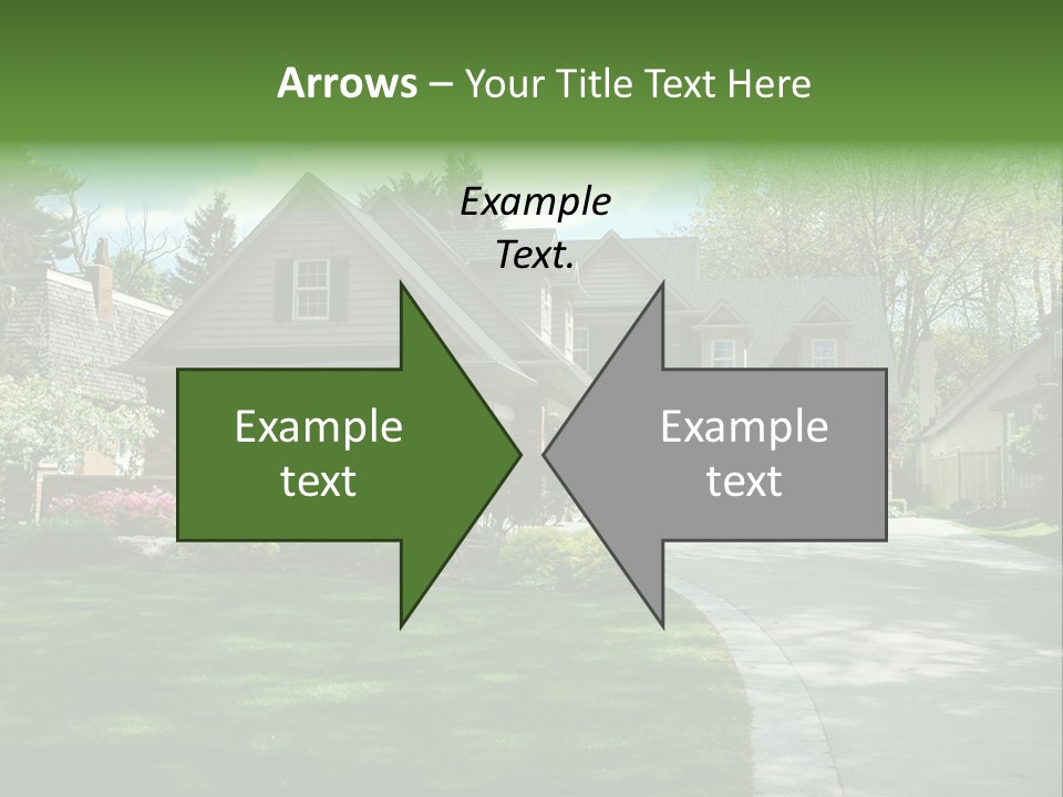 Red Brick House With Black Shutters And Pretty Manicured Lawn / Garden PowerPoint Template