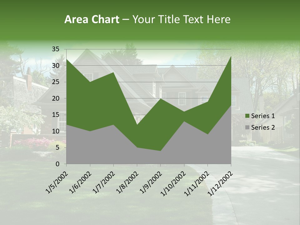 Red Brick House With Black Shutters And Pretty Manicured Lawn / Garden PowerPoint Template