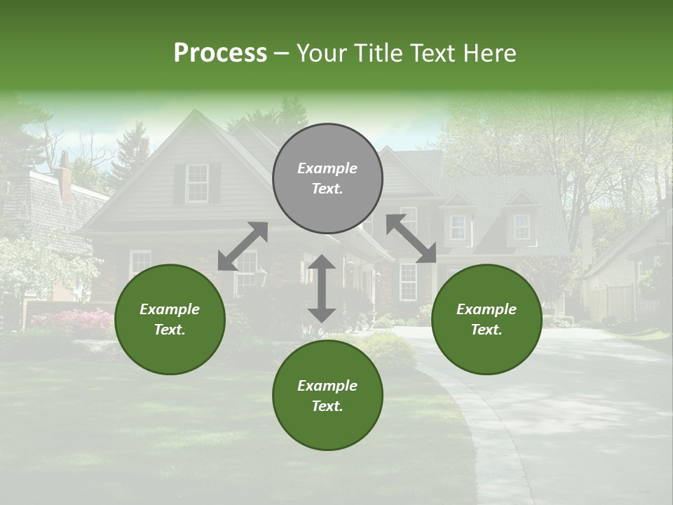 Red Brick House With Black Shutters And Pretty Manicured Lawn / Garden PowerPoint Template