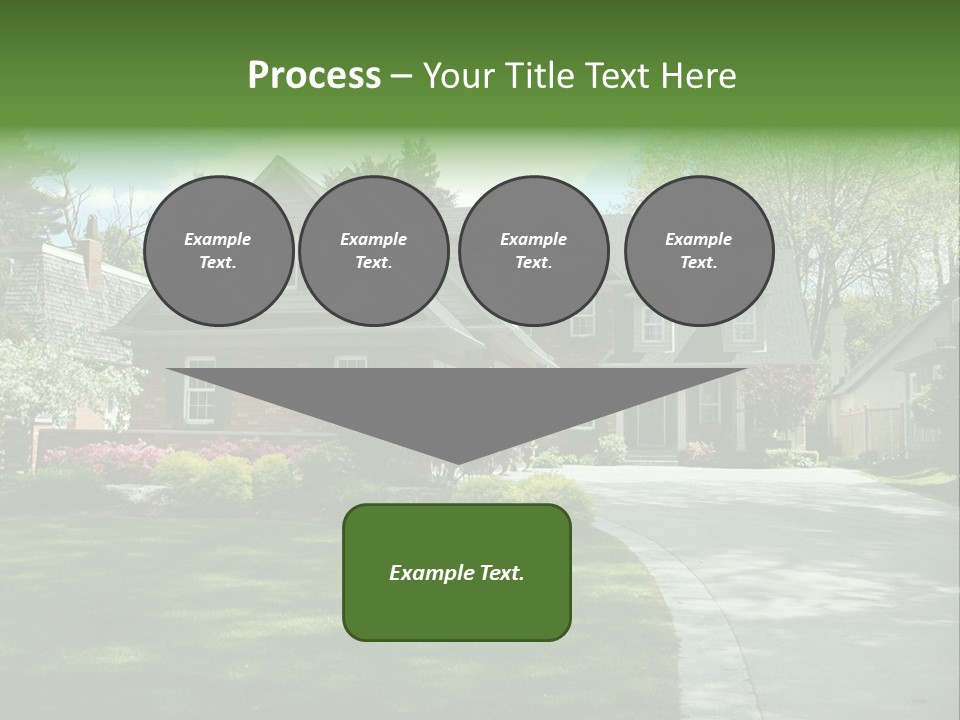 Red Brick House With Black Shutters And Pretty Manicured Lawn / Garden PowerPoint Template