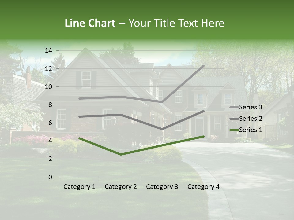 Red Brick House With Black Shutters And Pretty Manicured Lawn / Garden PowerPoint Template