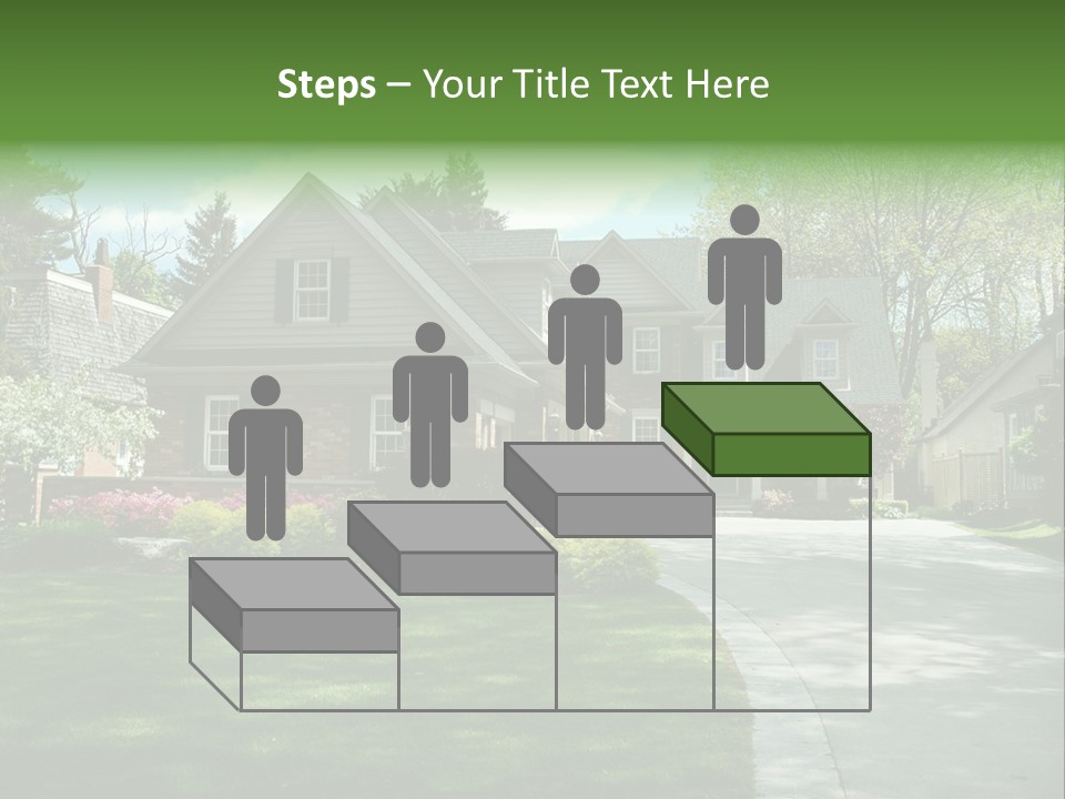 Red Brick House With Black Shutters And Pretty Manicured Lawn / Garden PowerPoint Template